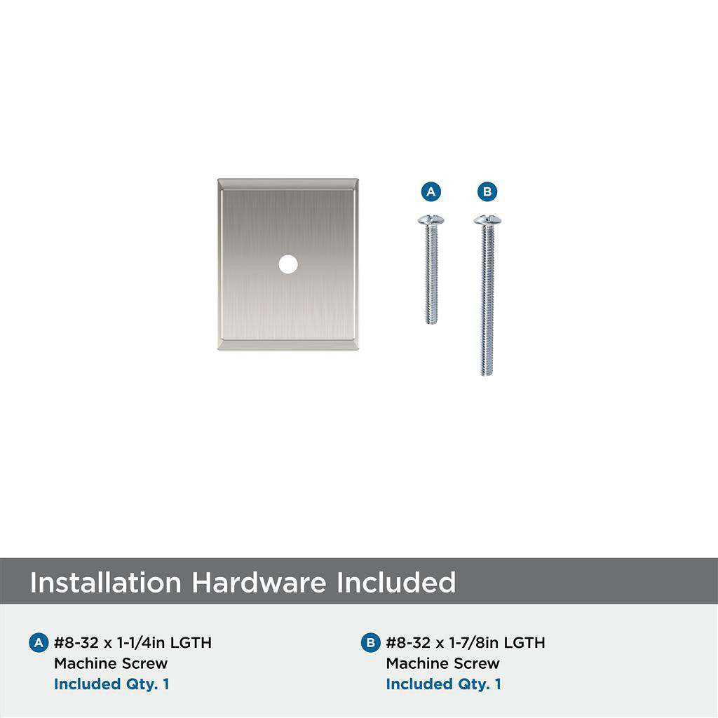 AMEROCK Maymont 1-5/8" Rectangle Cabinet Knob Backplate in Satin Nickel BP37586G10 Installation Hardware