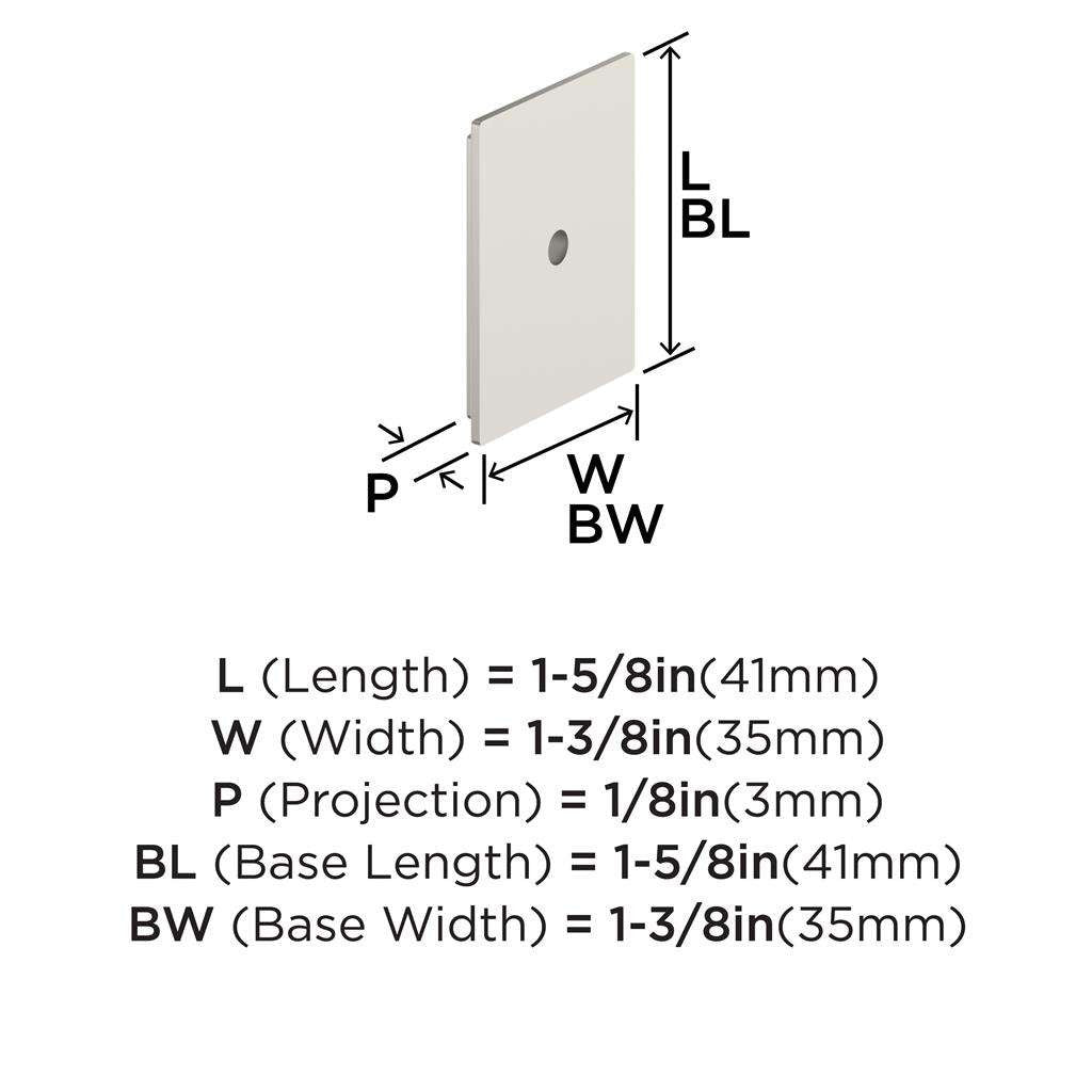 AMEROCK Maymont 1-5/8" Rectangle Cabinet Knob Backplate in Satin Nickel BP37586G10 Specs