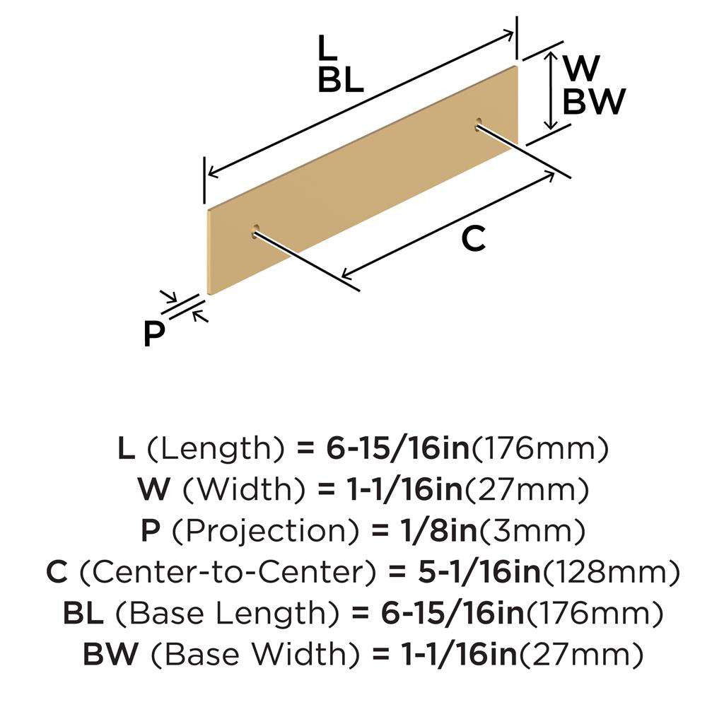 AMEROCK Maymont Rectangle Cabinet Handle Backplate in Champagne Bronze 128mm BP37589CZ Specs