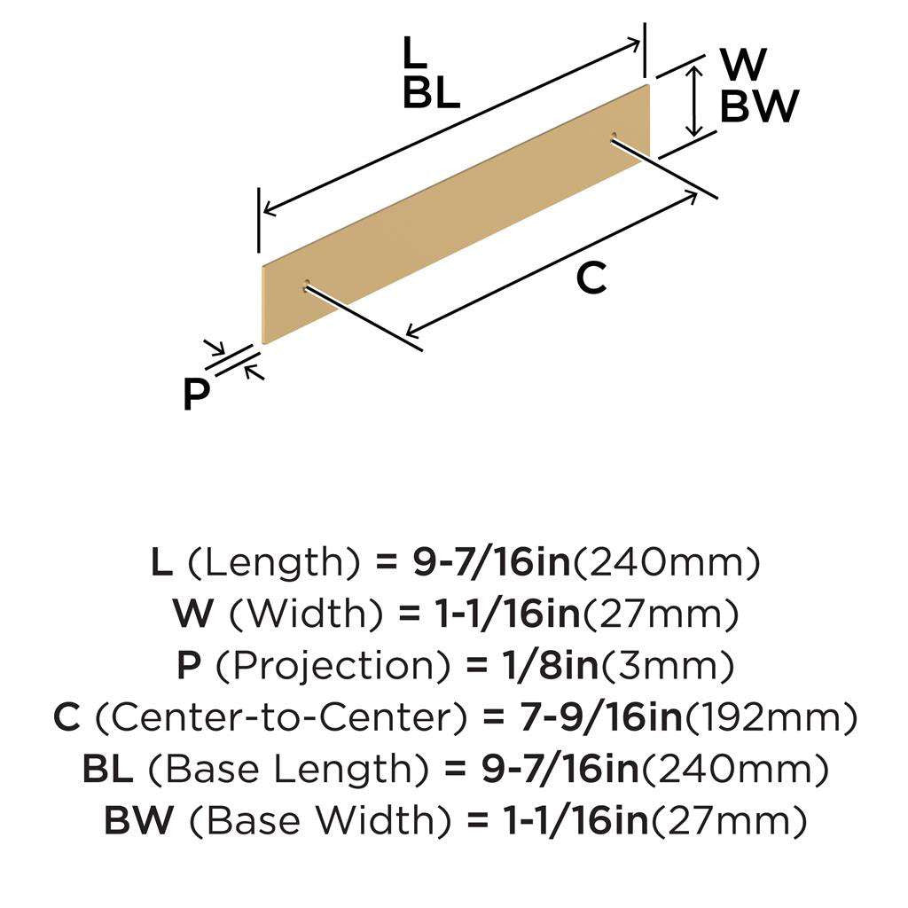 AMEROCK Maymont Rectangle Cabinet Handle Backplate in Champagne Bronze 192mm BP37591CZ Specs