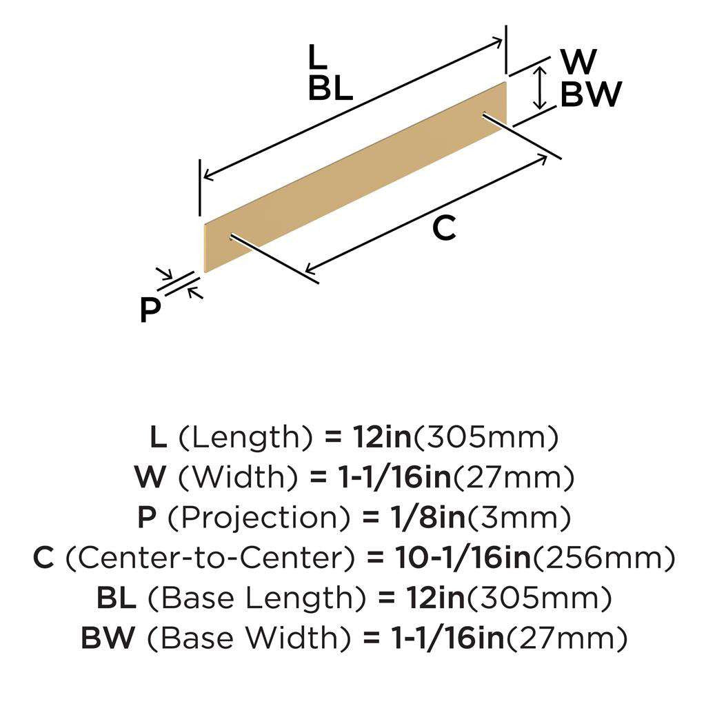 AMEROCK Maymont Rectangle Cabinet Handle Backplate in Champagne Bronze 256mm BP37593CZ Specs