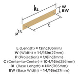 AMEROCK Maymont Rectangle Cabinet Handle Backplate in Champagne Bronze 256mm BP37593CZ Specs