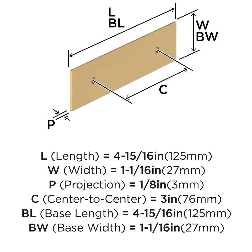 AMEROCK Maymont Rectangle Cabinet Handle Backplate in Champagne Bronze 3" BP37587CZ Specs