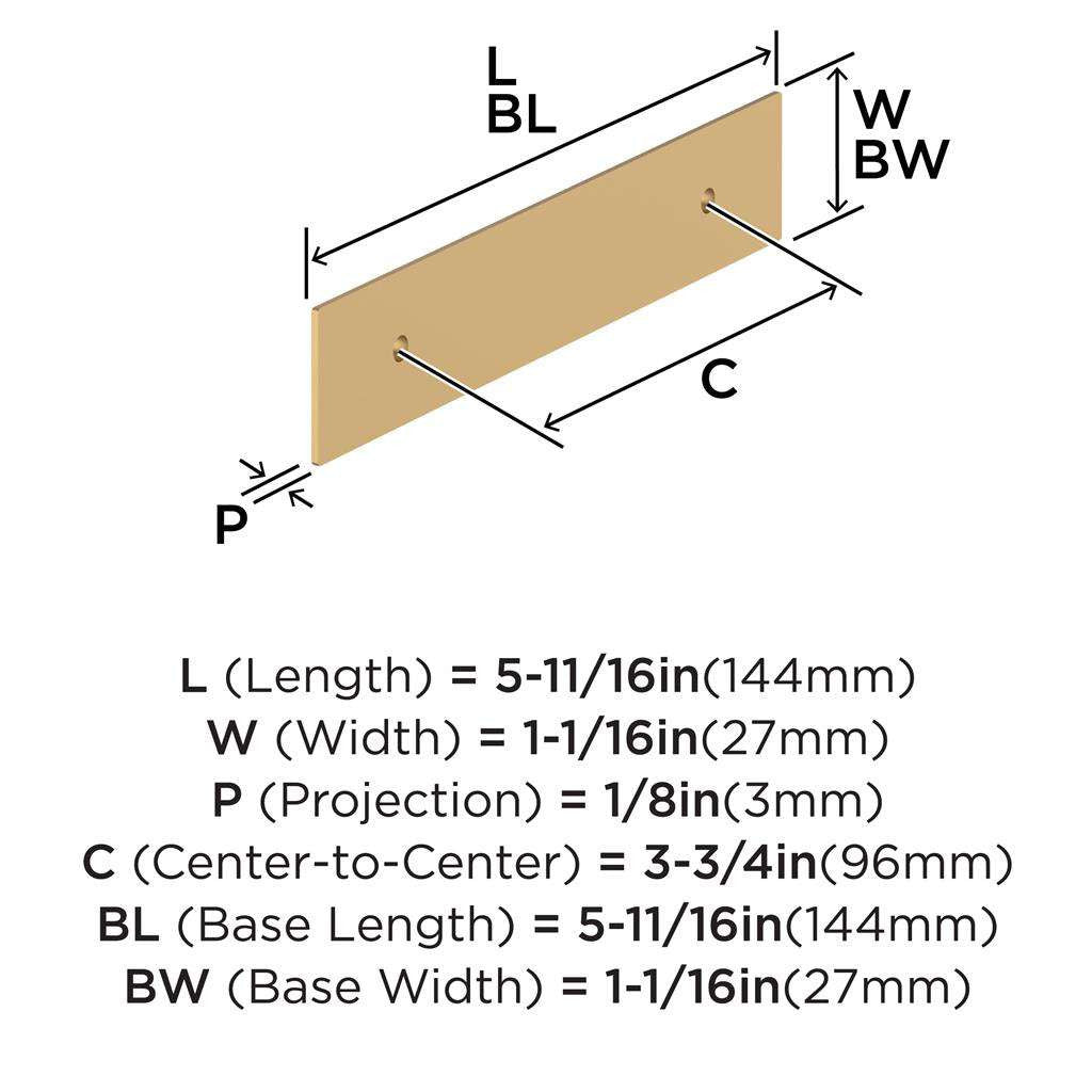 AMEROCK Maymont Rectangle Cabinet Handle Backplate in Champagne Bronze 96mm BP37588CZ Specs
