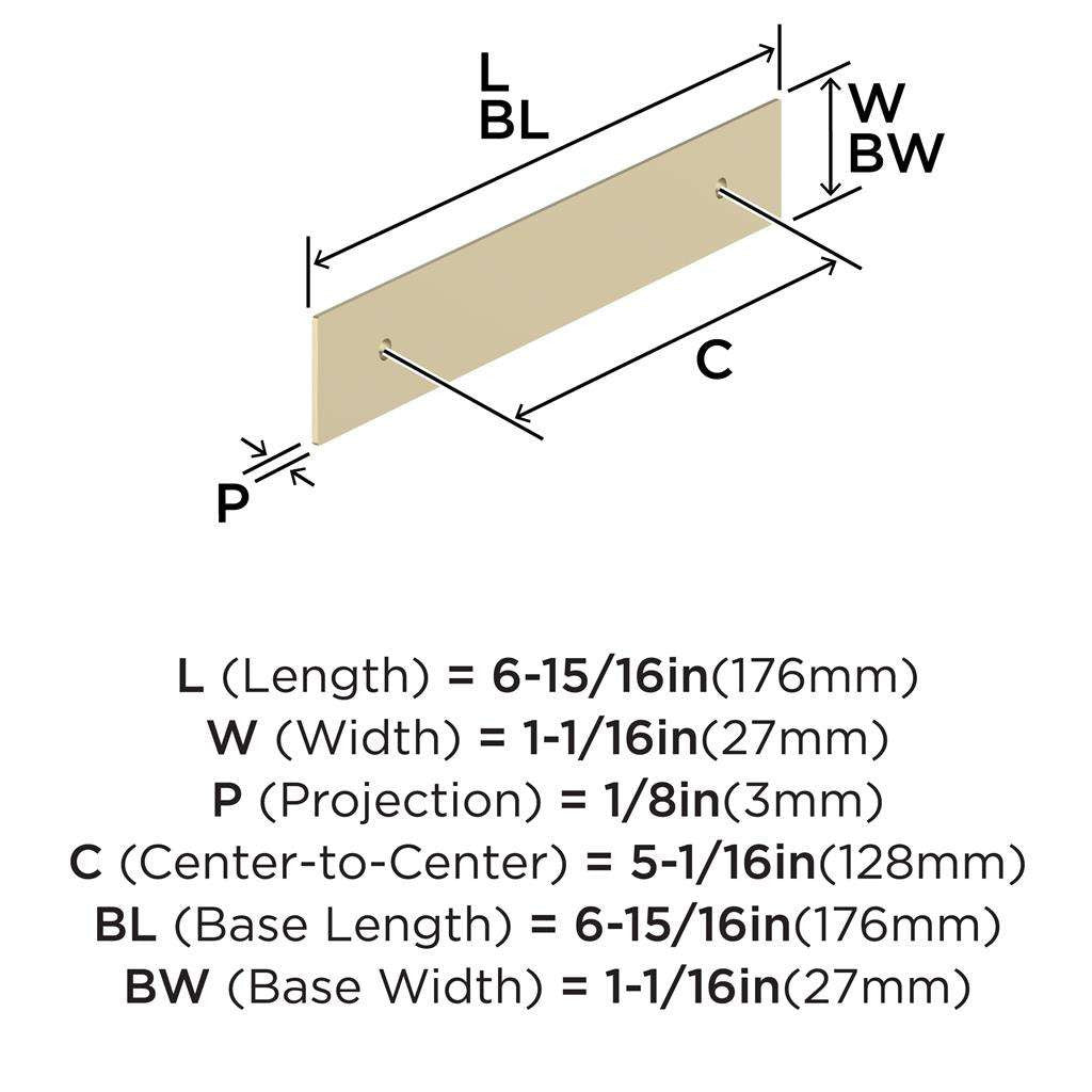 AMEROCK Maymont Rectangle Cabinet Handle Backplate in Golden Champagne 128mm BP37589BBZ Specs