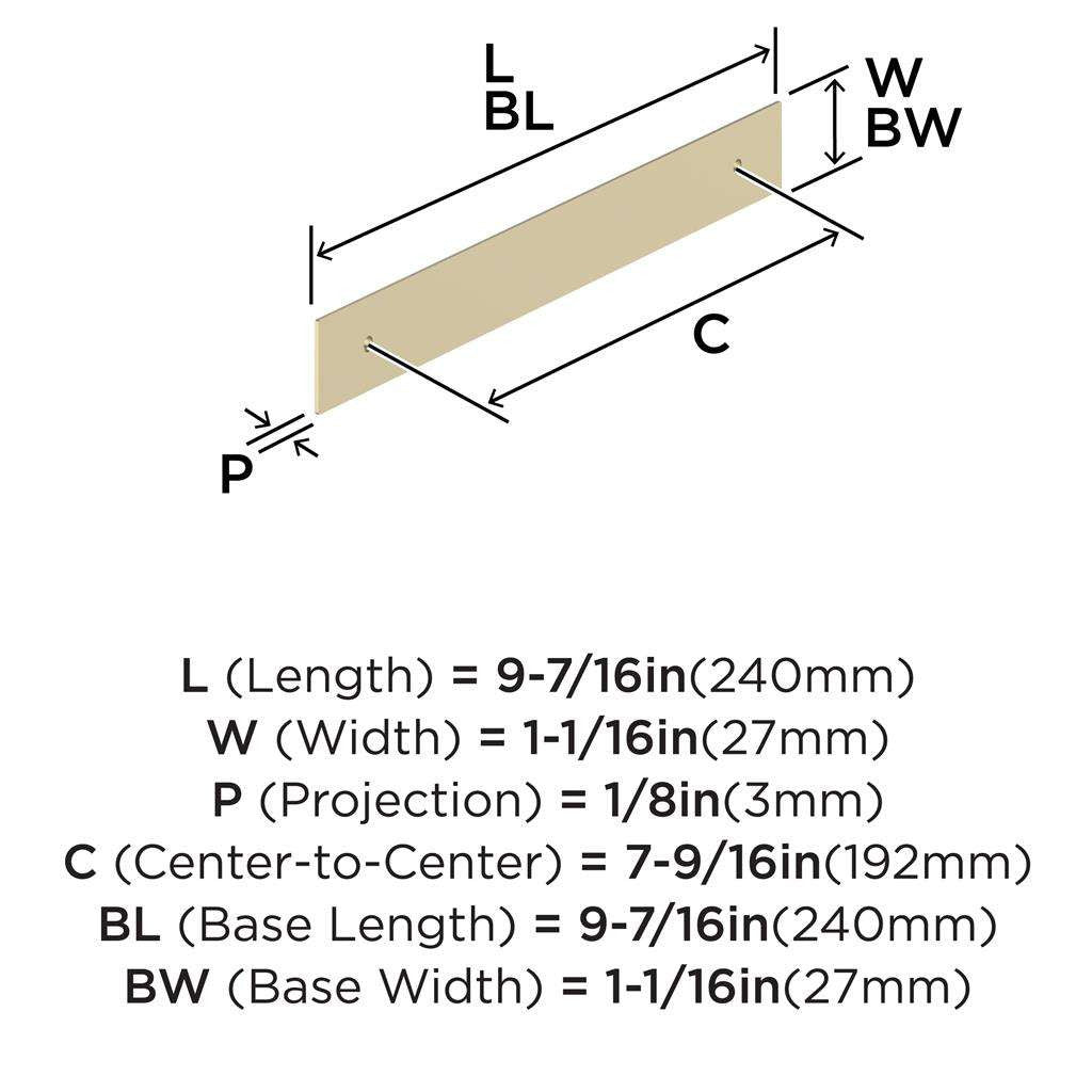 AMEROCK Maymont Rectangle Cabinet Handle Backplate in Golden Champagne 192mm BP37591BBZ Specs