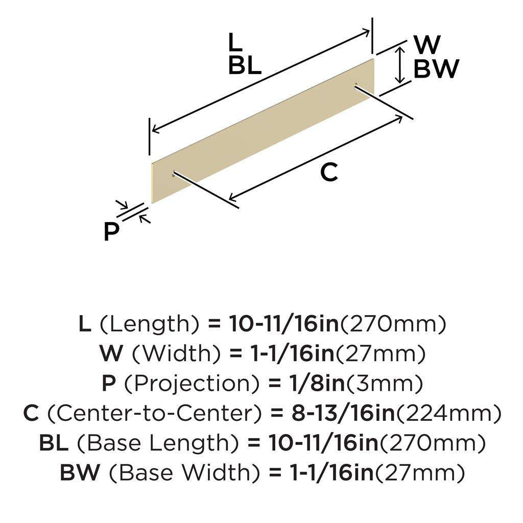 AMEROCK Maymont Rectangle Cabinet Handle Backplate in Golden Champagne 224mm BP37592BBZ Specs