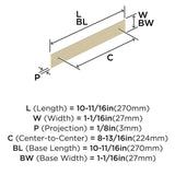 AMEROCK Maymont Rectangle Cabinet Handle Backplate in Golden Champagne 224mm BP37592BBZ Specs