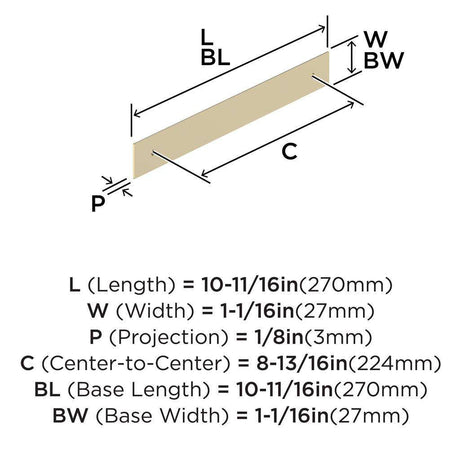 AMEROCK Maymont Rectangle Cabinet Handle Backplate in Golden Champagne 224mm BP37592BBZ Specs