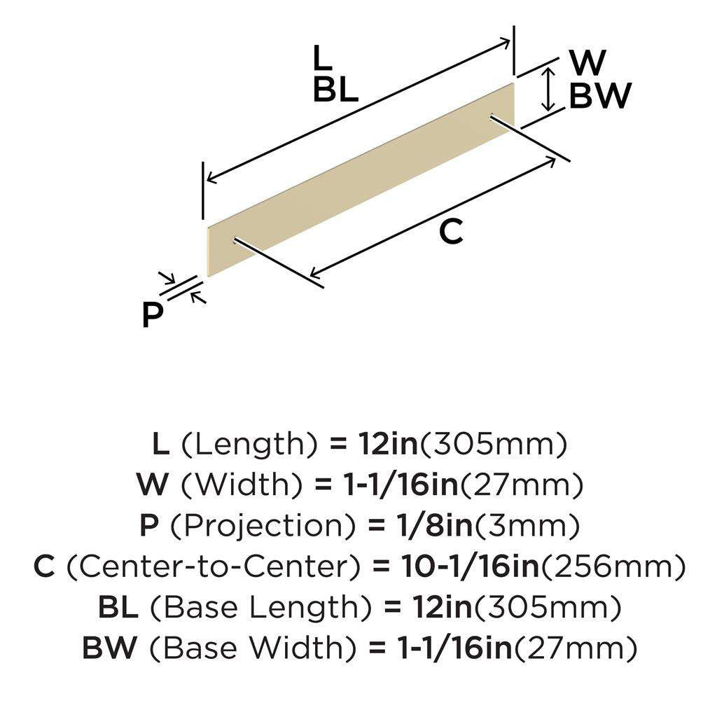 AMEROCK Maymont Rectangle Cabinet Handle Backplate in Golden Champagne 256mm BP37593BBZ Specs