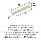 AMEROCK Maymont Rectangle Cabinet Handle Backplate in Golden Champagne 256mm BP37593BBZ Specs