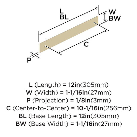 AMEROCK Maymont Rectangle Cabinet Handle Backplate in Golden Champagne 256mm BP37593BBZ Specs