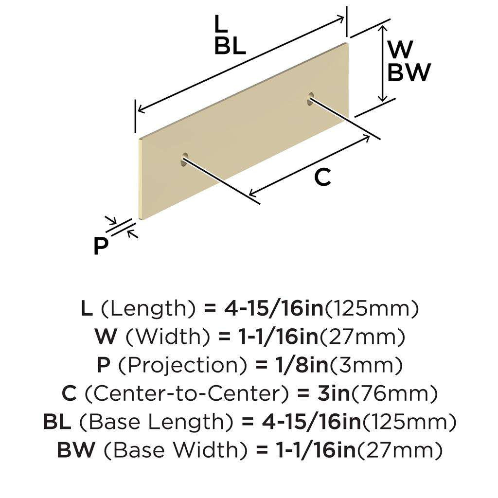 AMEROCK Maymont Rectangle Cabinet Handle Backplate in Golden Champagne 3" BP37587BBZ Specs