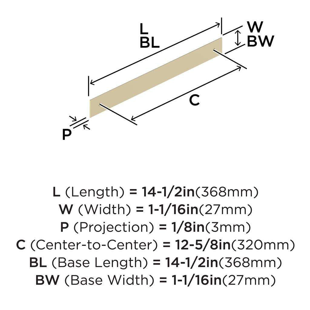 AMEROCK Maymont Rectangle Cabinet Handle Backplate in Golden Champagne 320mm BP37594BBZ Specs