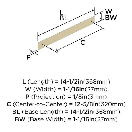 AMEROCK Maymont Rectangle Cabinet Handle Backplate in Golden Champagne 320mm BP37594BBZ Specs