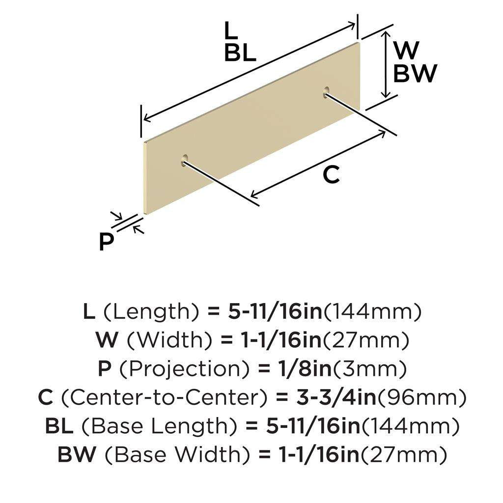 AMEROCK Maymont Rectangle Cabinet Handle Backplate in Golden Champagne 96mm BP37588BBZ Specs