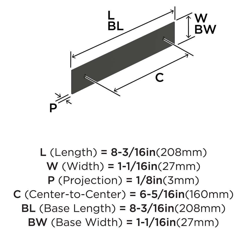 AMEROCK Maymont Rectangle Cabinet Handle Backplate in Matte Black 160mm BP37590MB Specs