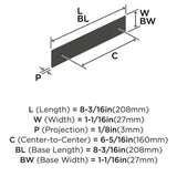 AMEROCK Maymont Rectangle Cabinet Handle Backplate in Matte Black 160mm BP37590MB Specs