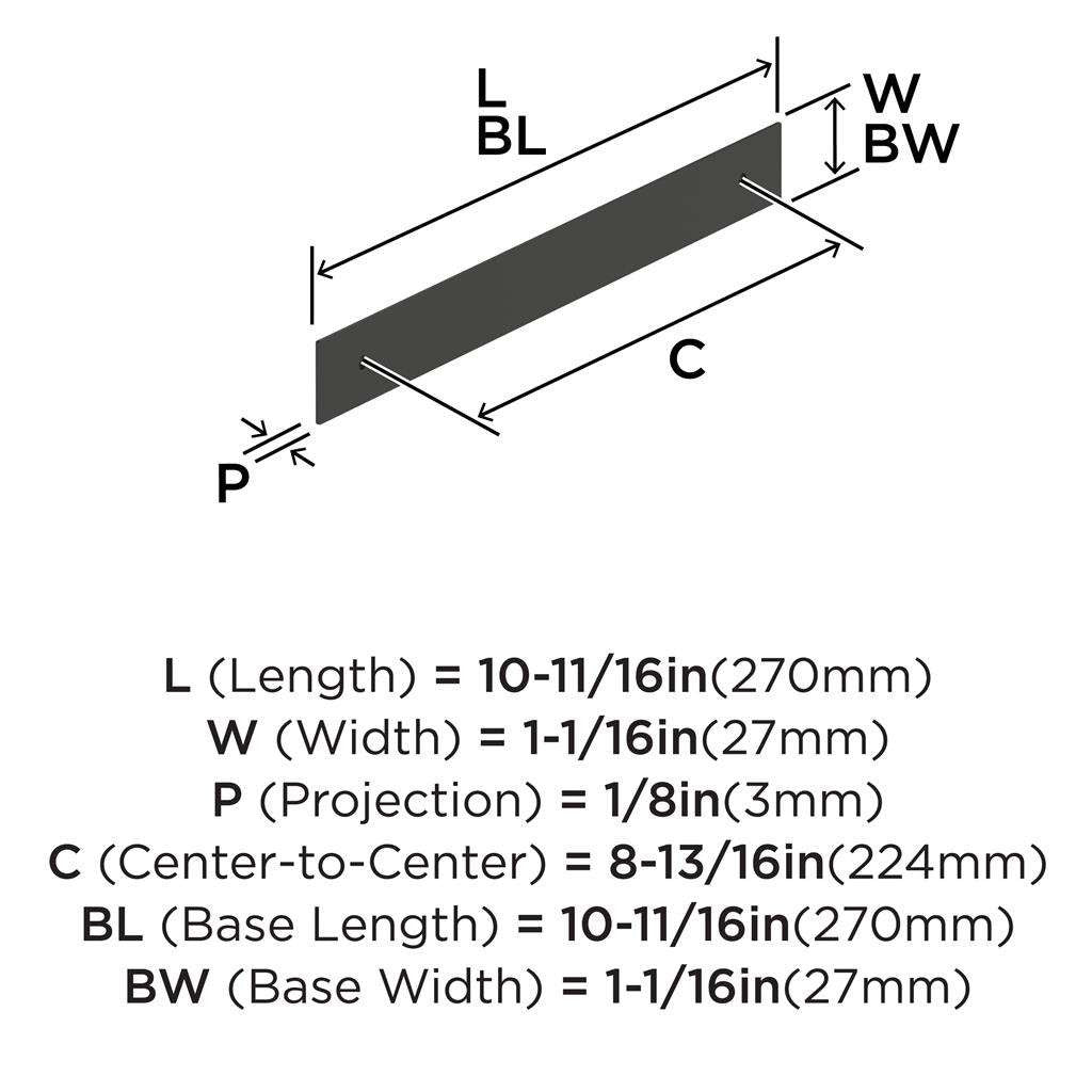 AMEROCK Maymont Rectangle Cabinet Handle Backplate in Matte Black 224mm BP37592MB Specs