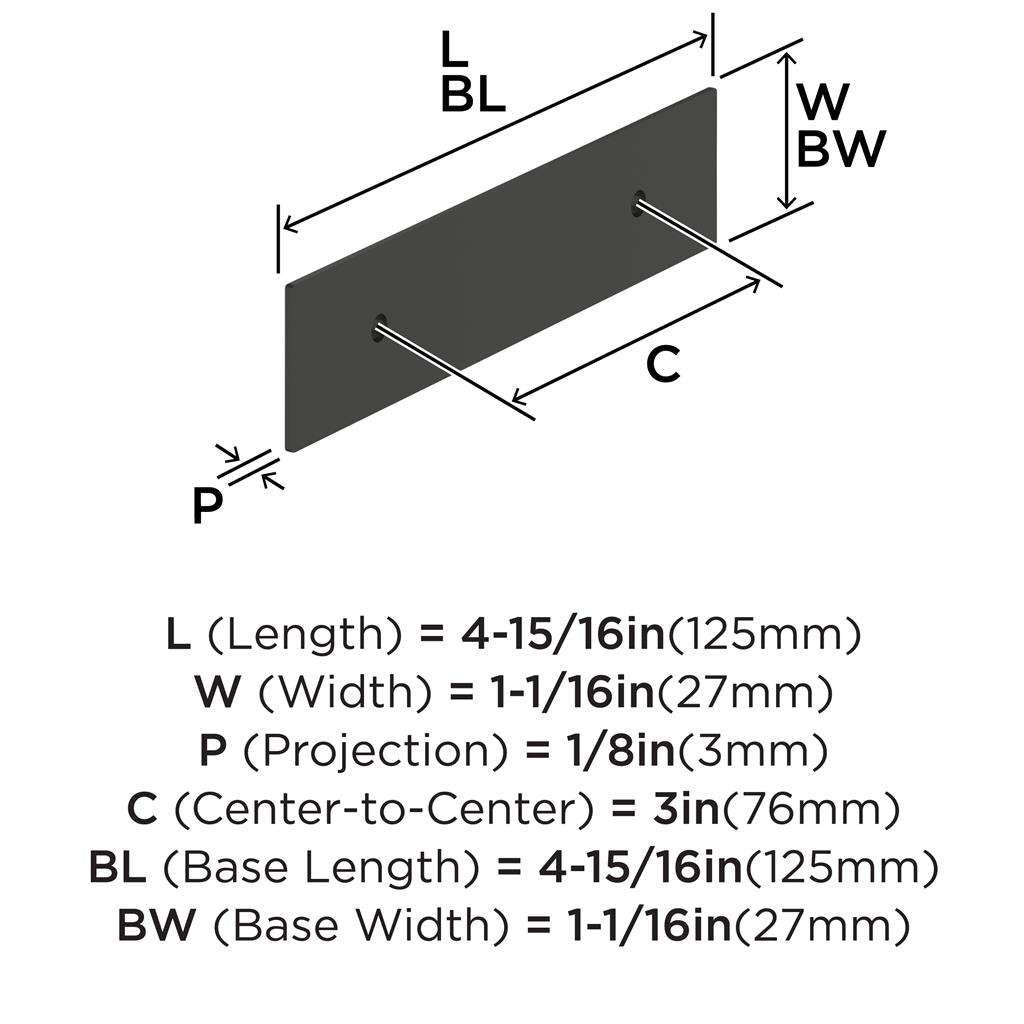 AMEROCK Maymont Rectangle Cabinet Handle Backplate in Matte Black 3" BP37587MB Specs
