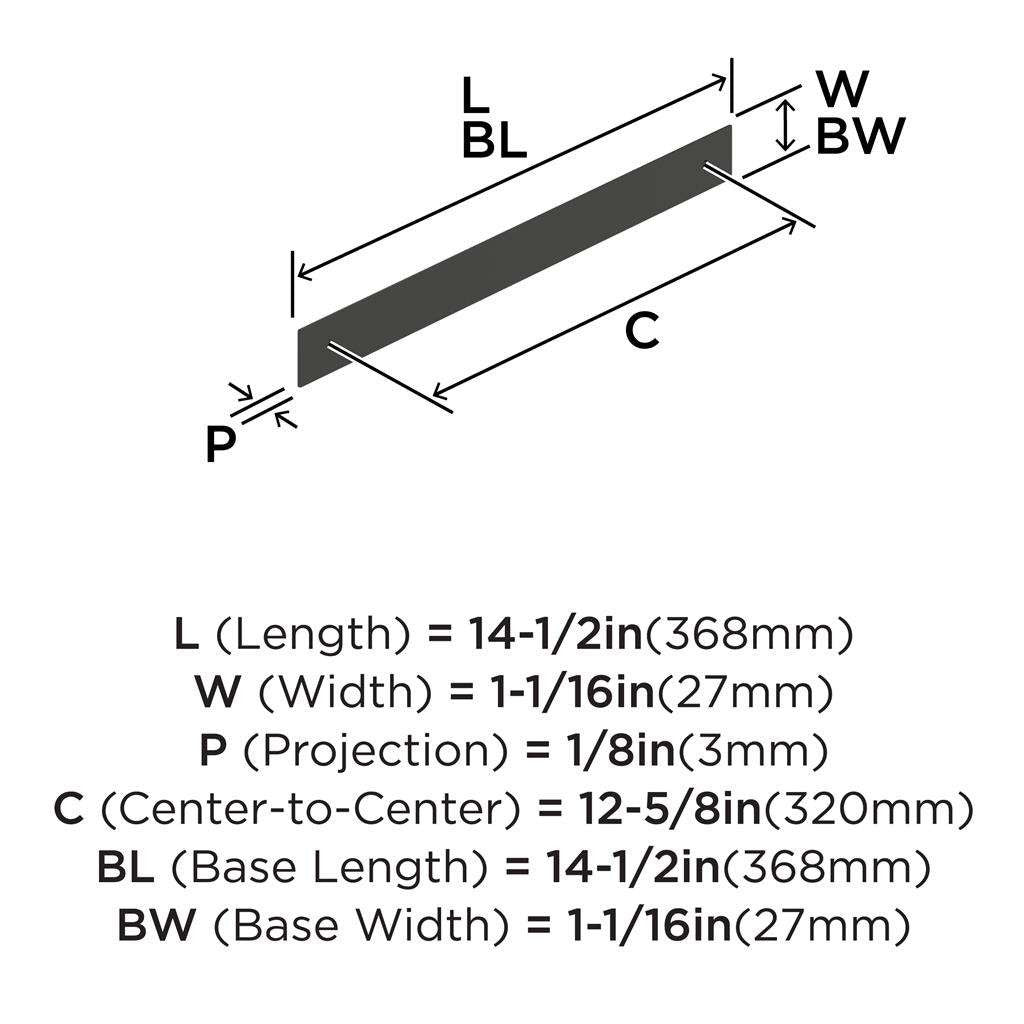 AMEROCK Maymont Rectangle Cabinet Handle Backplate in Matte Black 320mm BP37594MB Specs