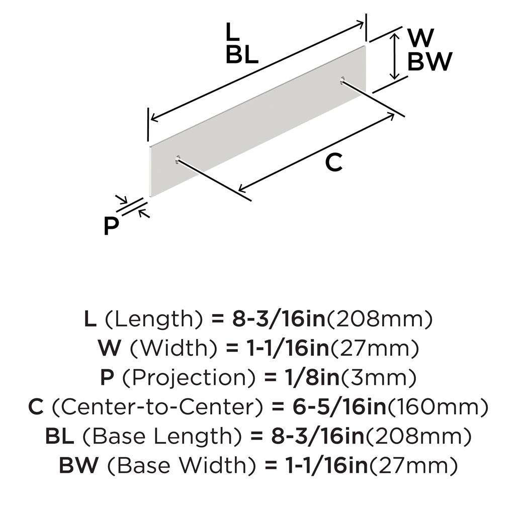 AMEROCK Maymont Rectangle Cabinet Handle Backplate in Polished Chrome 160mm BP3759026 Specs