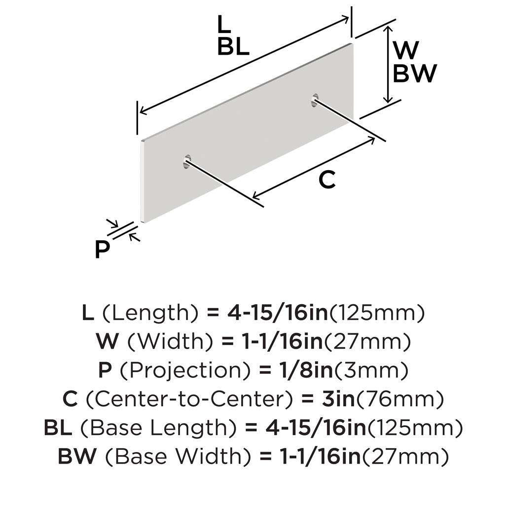 AMEROCK Maymont Rectangle Cabinet Handle Backplate in Polished Chrome 3" BP3758726 Specs