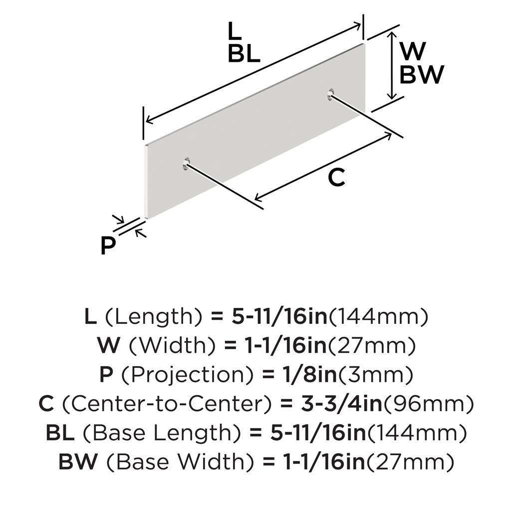 AMEROCK Maymont Rectangle Cabinet Handle Backplate in Polished Chrome 96mm BP3758826 Specs