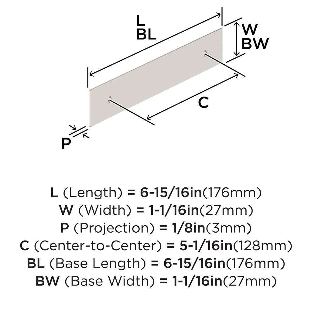 AMEROCK Maymont Rectangle Cabinet Handle Backplate in Polished Nickel 128mm BP37589PN Specs
