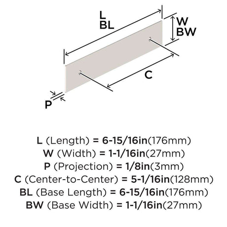 AMEROCK Maymont Rectangle Cabinet Handle Backplate in Polished Nickel 128mm BP37589PN Specs