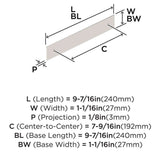 AMEROCK Maymont Rectangle Cabinet Handle Backplate in Polished Nickel 192mm BP37591PN Specs