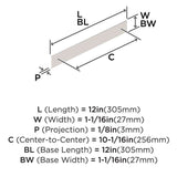 AMEROCK Maymont Rectangle Cabinet Handle Backplate in Polished Nickel 256mm BP37593PN Specs