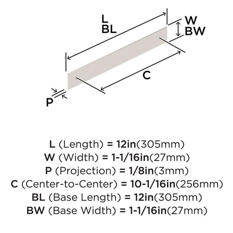 AMEROCK Maymont Rectangle Cabinet Handle Backplate in Polished Nickel 256mm BP37593PN Specs