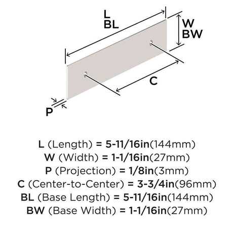 AMEROCK Maymont Rectangle Cabinet Handle Backplate in Polished Nickel 96mm BP37588PN Specs