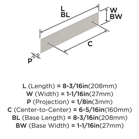 AMEROCK Maymont Rectangle Cabinet Handle Backplate in Satin Nickel 160mm BP37590G10 Specs