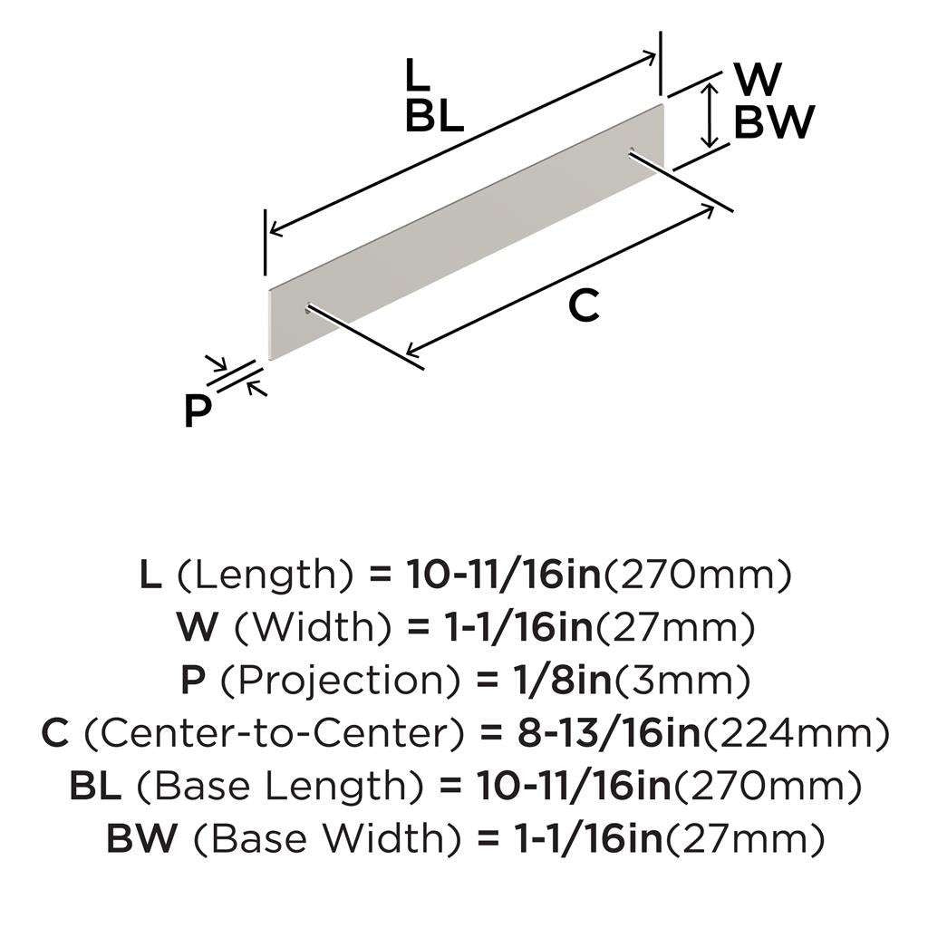 AMEROCK Maymont Rectangle Cabinet Handle Backplate in Satin Nickel 224mm BP37592G10 Specs