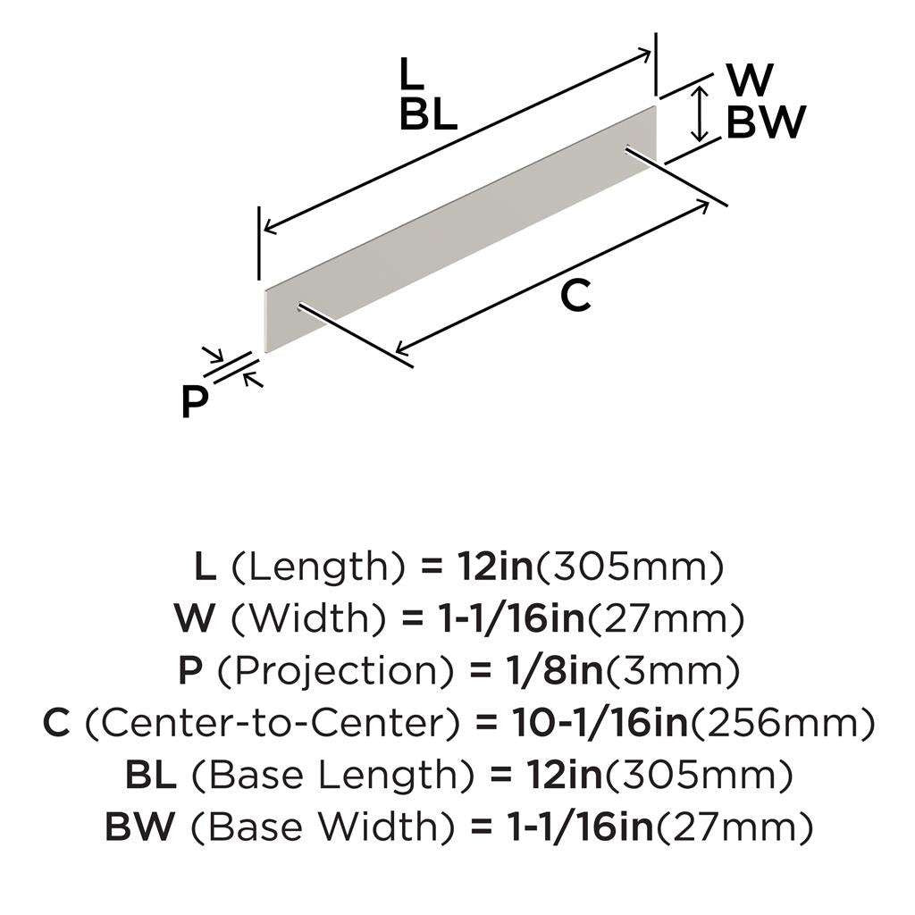 AMEROCK Maymont Rectangle Cabinet Handle Backplate in Satin Nickel 256mm BP37593G10 Specs