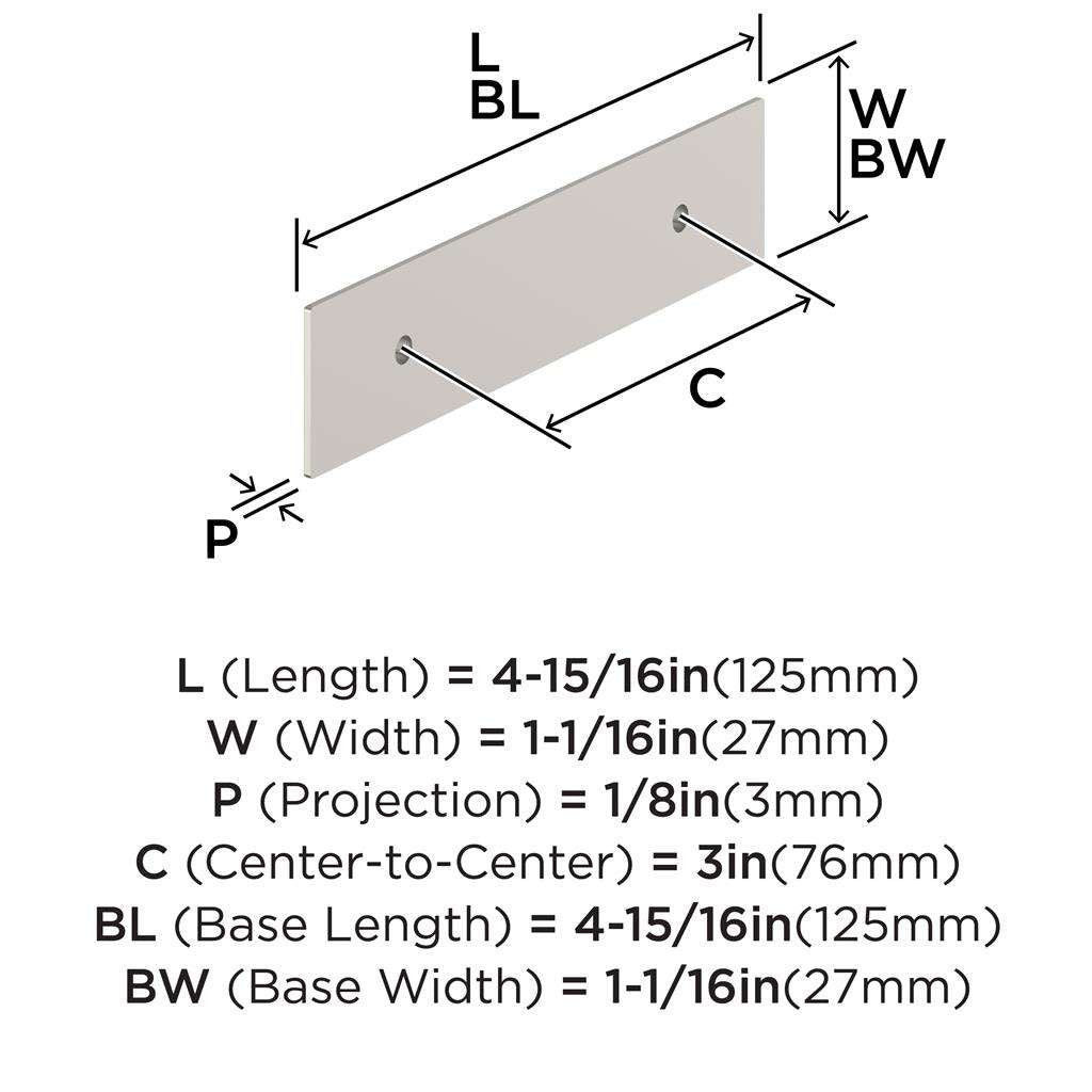 AMEROCK Maymont Rectangle Cabinet Handle Backplate in Satin Nickel 3" BP37587G10 Specs