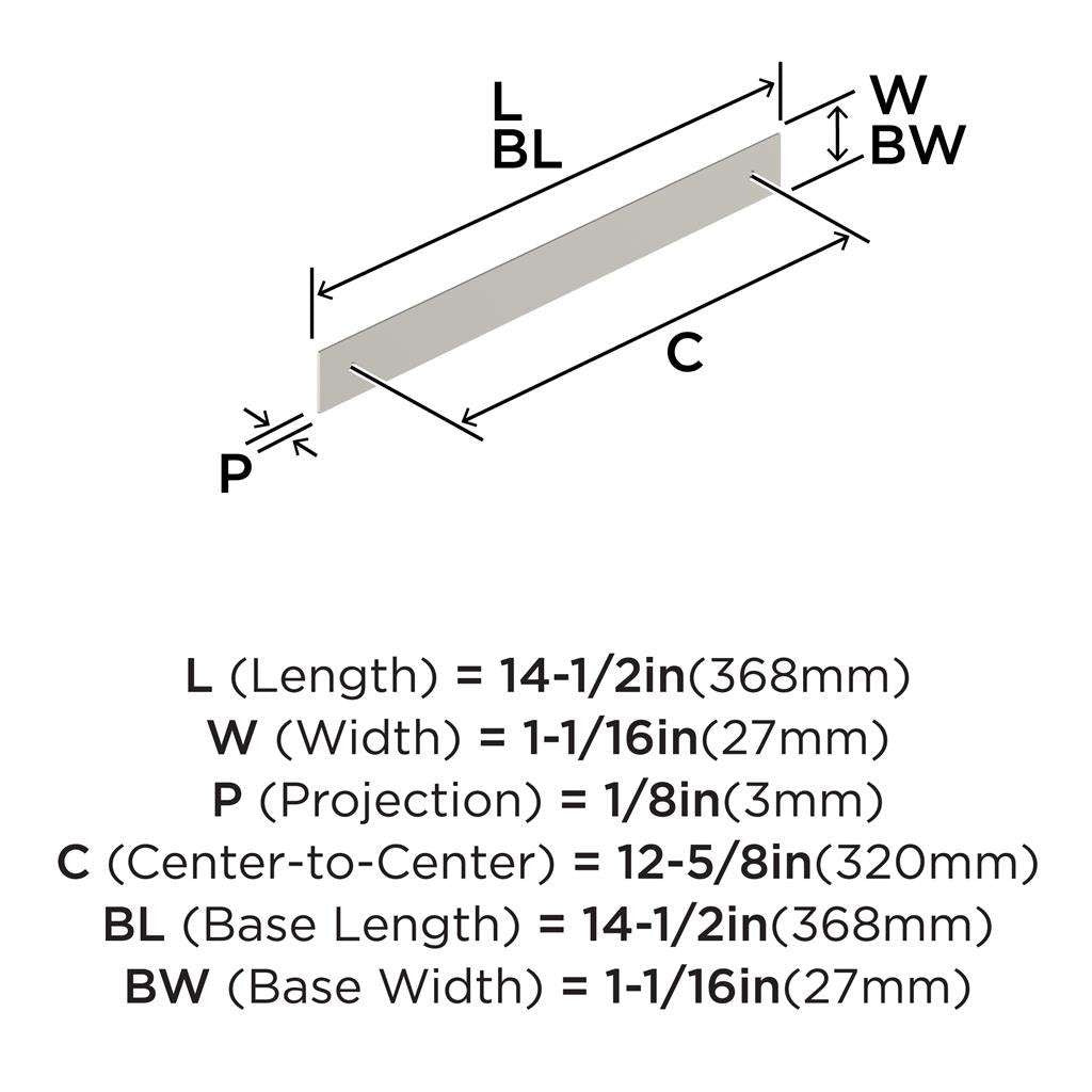 AMEROCK Maymont Rectangle Cabinet Handle Backplate in Satin Nickel 320mm BP37594G10 Specs
