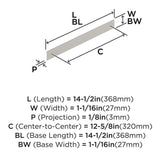 AMEROCK Maymont Rectangle Cabinet Handle Backplate in Satin Nickel 320mm BP37594G10 Specs
