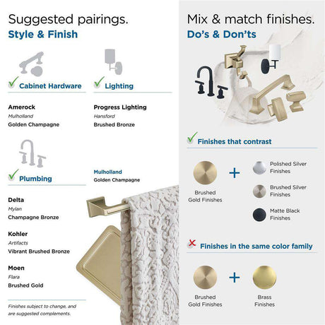 AMEROCK Mulholland 6-13/16" Long Hanging Towel Ring in Golden ChampagneBH36022BBZ Suggested Pairings