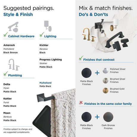 AMEROCK Mulholland 6-13/16" Long Hanging Towel Ring in Matte Black BH36022MB Suggested Pairings