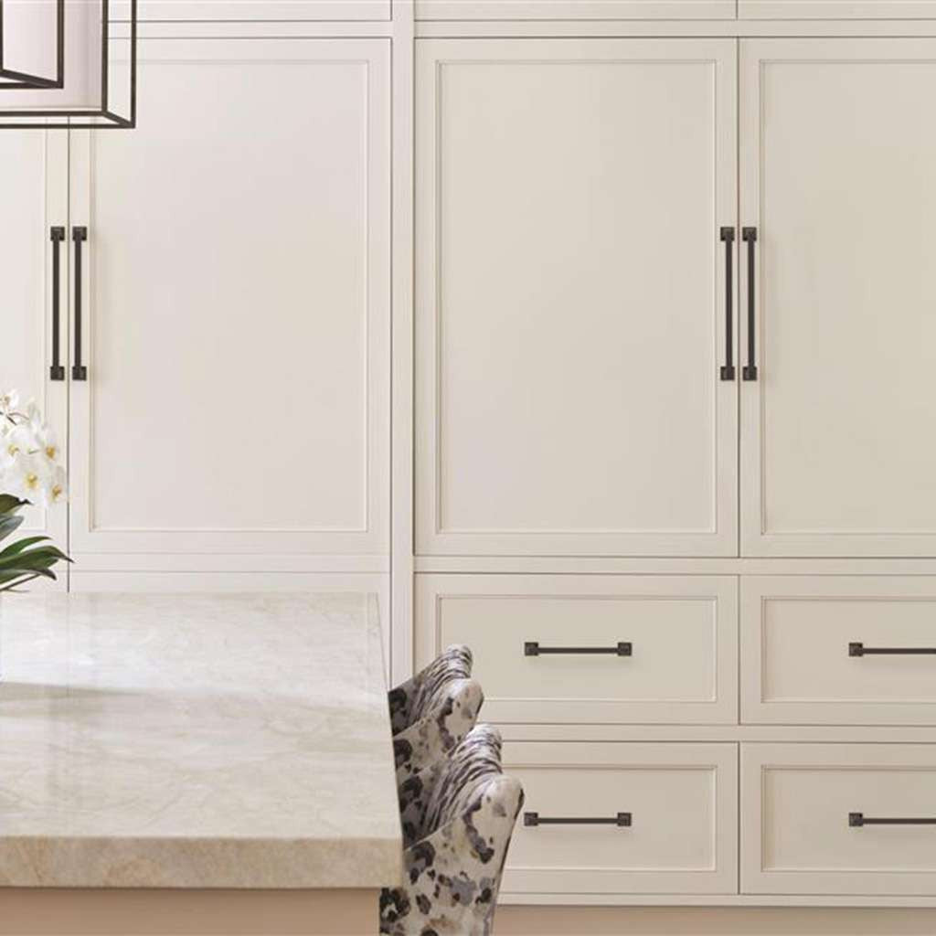 AMEROCK Mulholland Appliance Pulls in Black Bronze 12" BP53532BBR on Cream