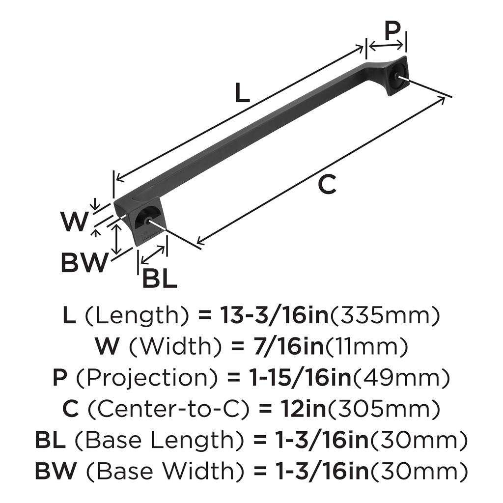 AMEROCK Mulholland Appliance Pulls in Black Bronze 12" BP53532BBR Specs