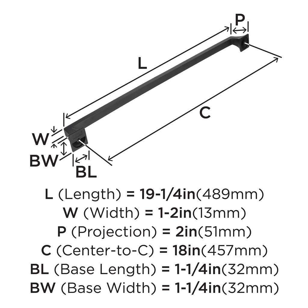 AMEROCK Mulholland Appliance Pulls in Black Bronze 18" BP53533BBR Specs