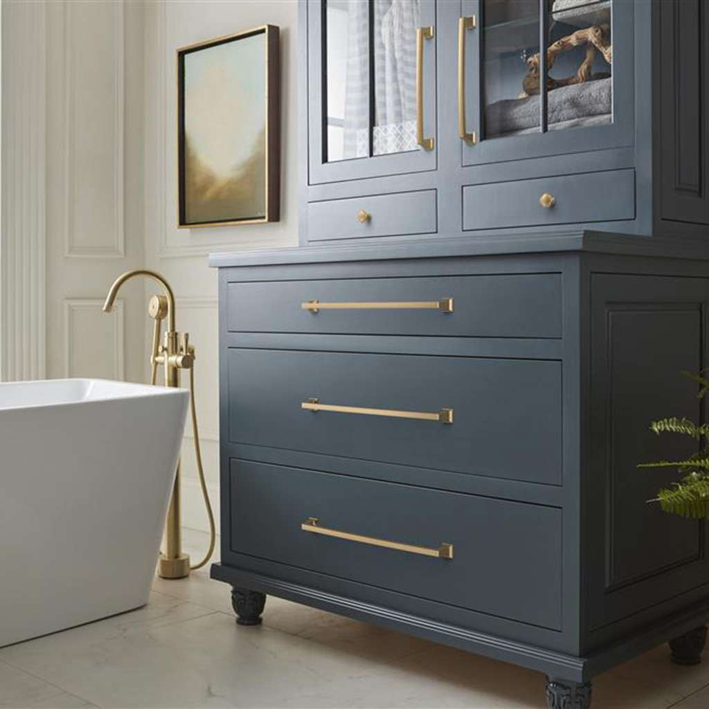 AMEROCK Mulholland Appliance Pulls in Champagne Bronze 12" BP53532CZ on Blue