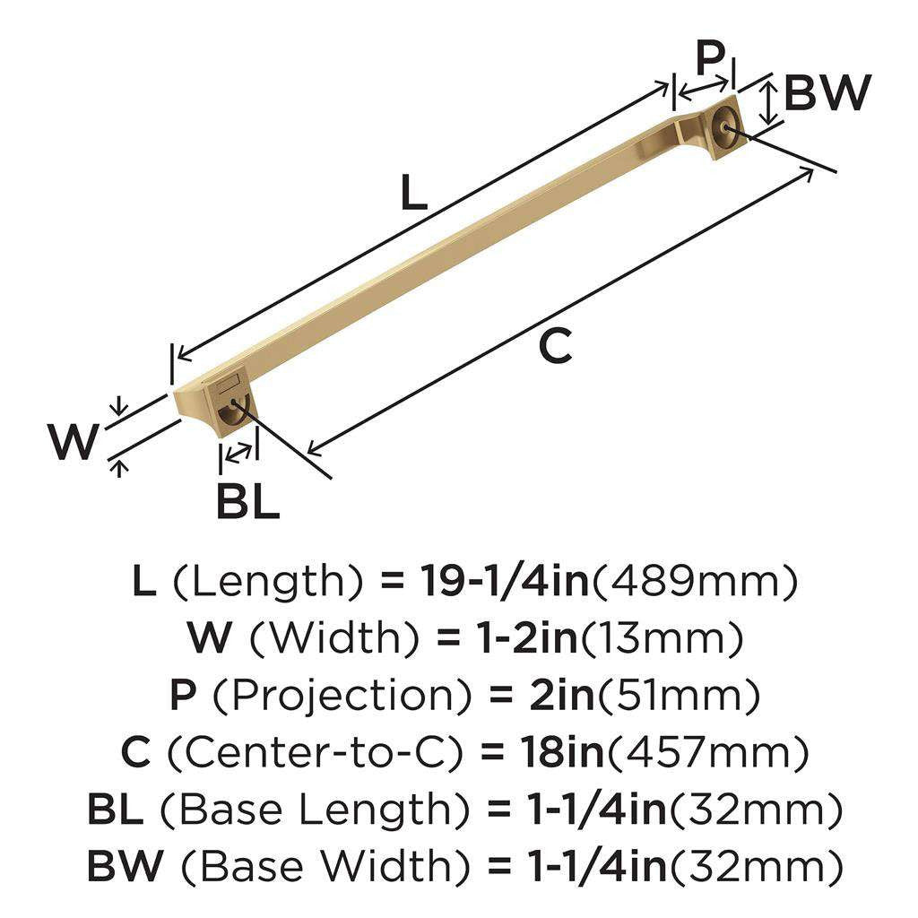 AMEROCK Mulholland Appliance Pulls in Champagne Bronze 18" BP53533CZ Specs