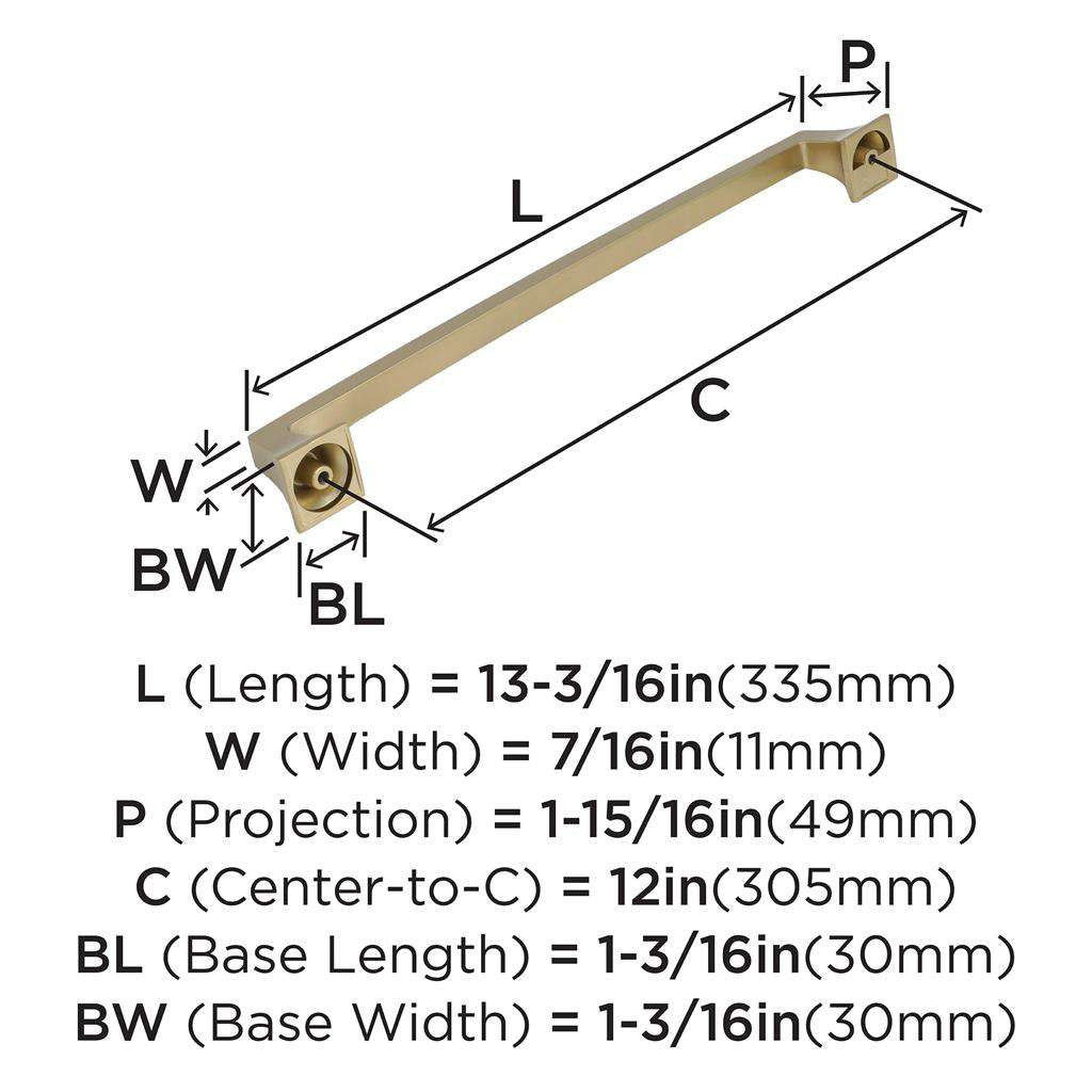 AMEROCK Mulholland Appliance Pulls in Golden Champagne 12" BP53532BBZ Specs