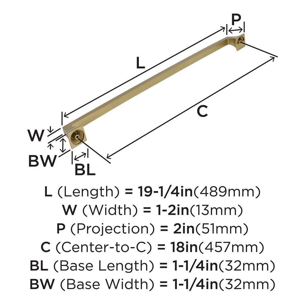 AMEROCK Mulholland Appliance Pulls in Golden Champagne 18" BP53533BBZ Specs