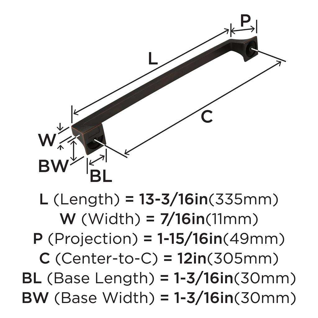 AMEROCK Mulholland Appliance Pulls in Oil Rubbed Bronze 12" BP53532ORB Specs
